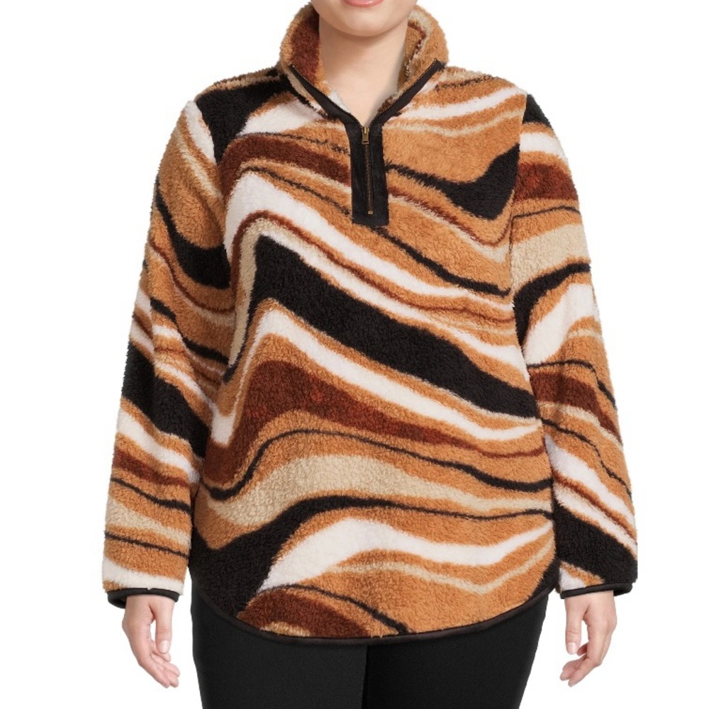 Terra & Sky Brown and Black Cowl Neck Sweater